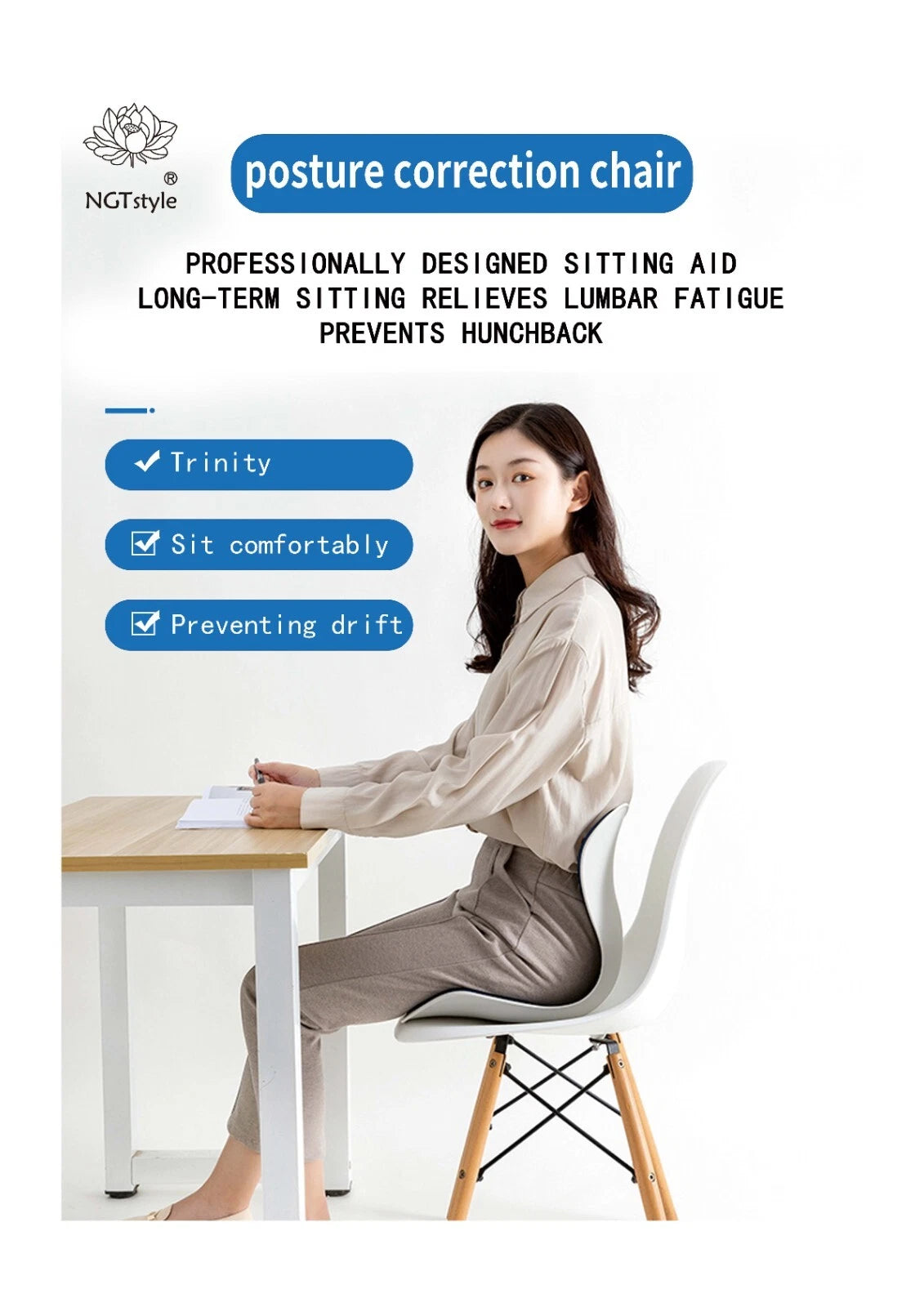 Adult Ergonomic Seat Cushion for Posture, Back Pain Relief, and Comfort