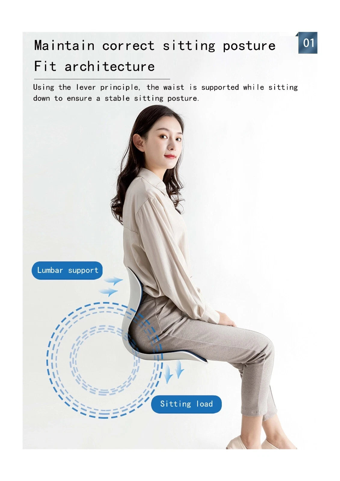 Adult Ergonomic Seat Cushion for Posture, Back Pain Relief, and Comfort
