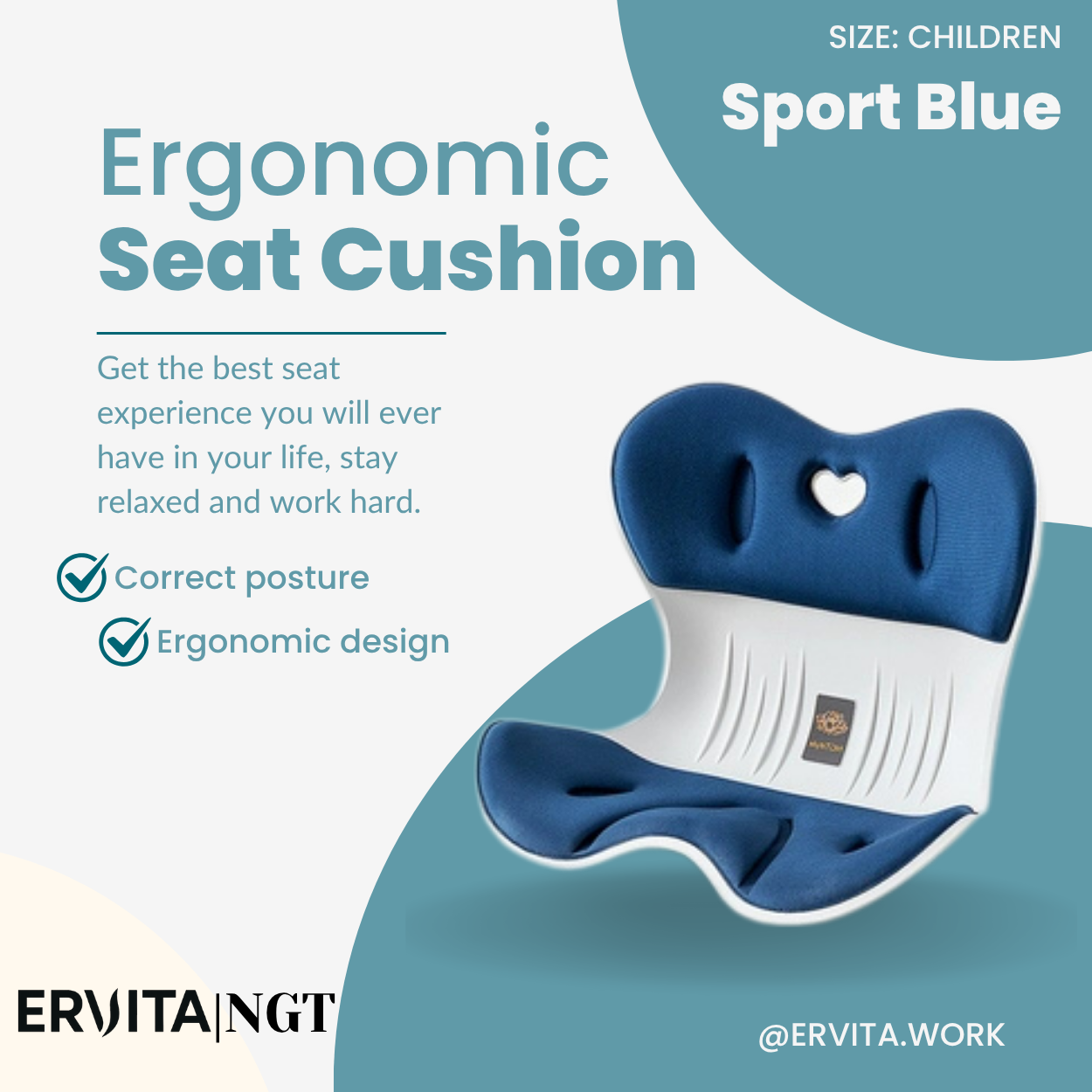 Children 3 to 12 years old Ergonomic Seat Cushion