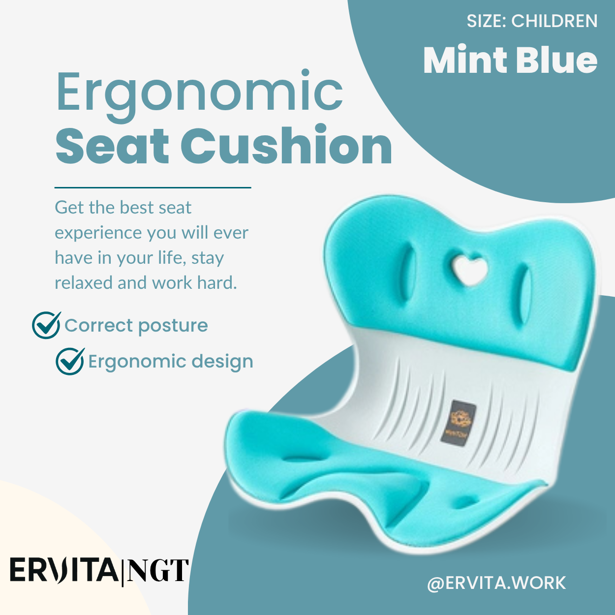 Children 3 to 12 years old Ergonomic Seat Cushion