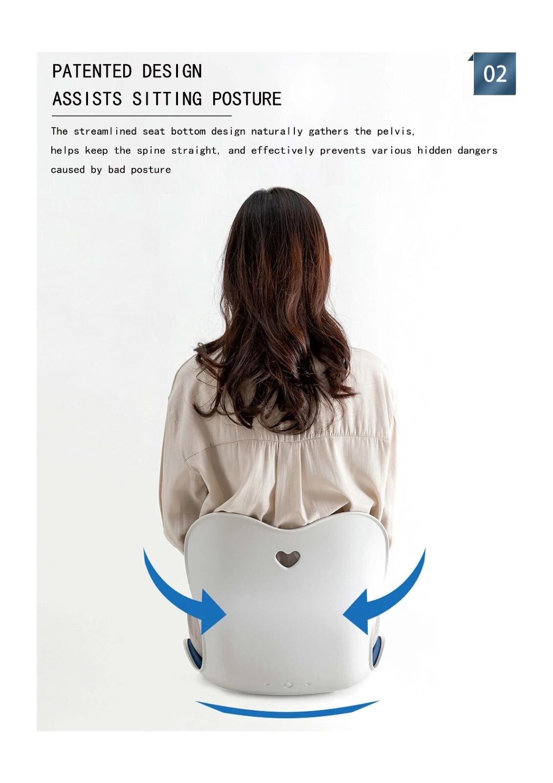 Adult Ergonomic Seat Cushion for Posture, Back Pain Relief, and Comfort